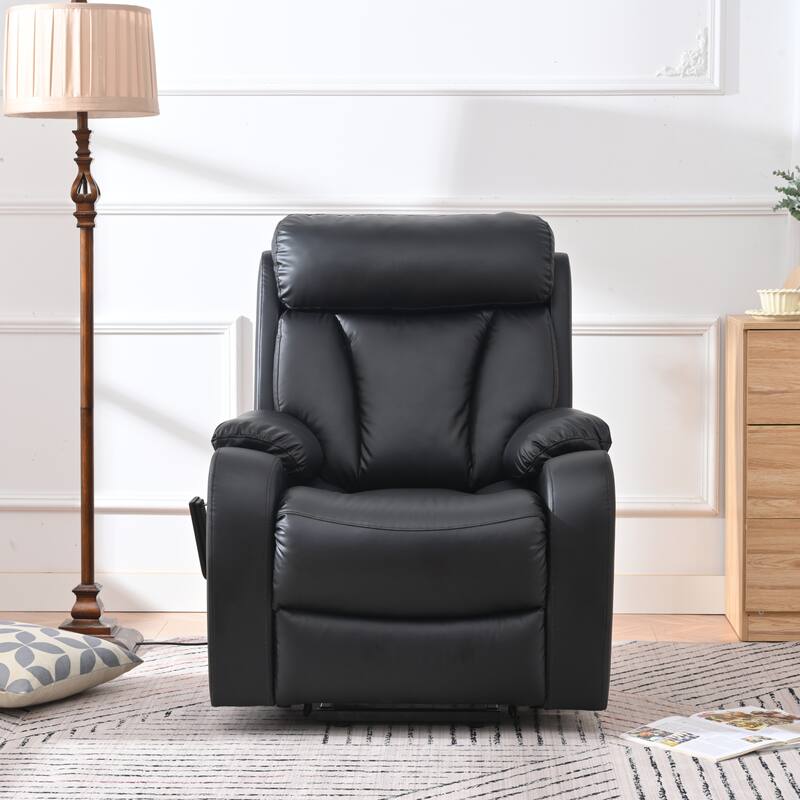 Blue Power Lift Recliner for Elderly with Remote & Side Pocket