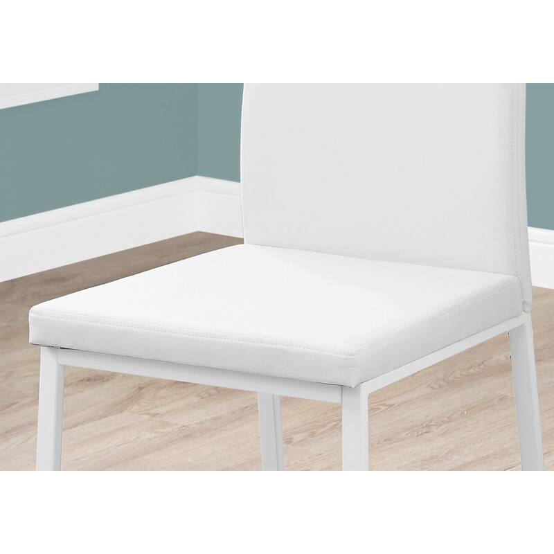 Modern Dining Chairs Set of 2 - PU Leather Look Side Chairs - Metal Frame - Kitchen Dining Room Furniture