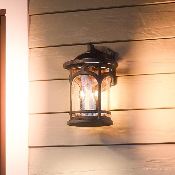 Luxury Rustic Outdoor Wall Light 14 5 H X 9 W With Colonial Style Wrought Iron Design Parisian Bronze Finish Luxury Rustic Outdoor Wall Light 14 5 H X 9 W With Colonial Style Wrought Iron Design Parisian Bronze Finish