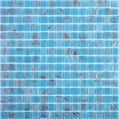 Apollo tile 12" x 12" Celestial Glossy Maya Blue Glass Tile (20 sq ft/case) - 20 Pack