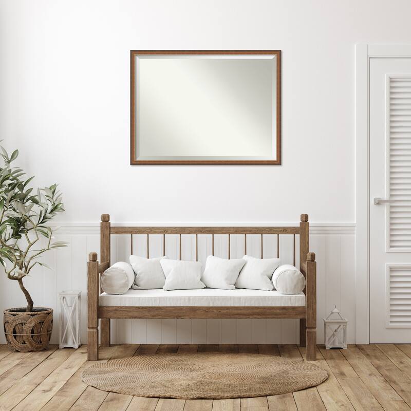 Two Tone Beveled Wood Framed Wall Mirror