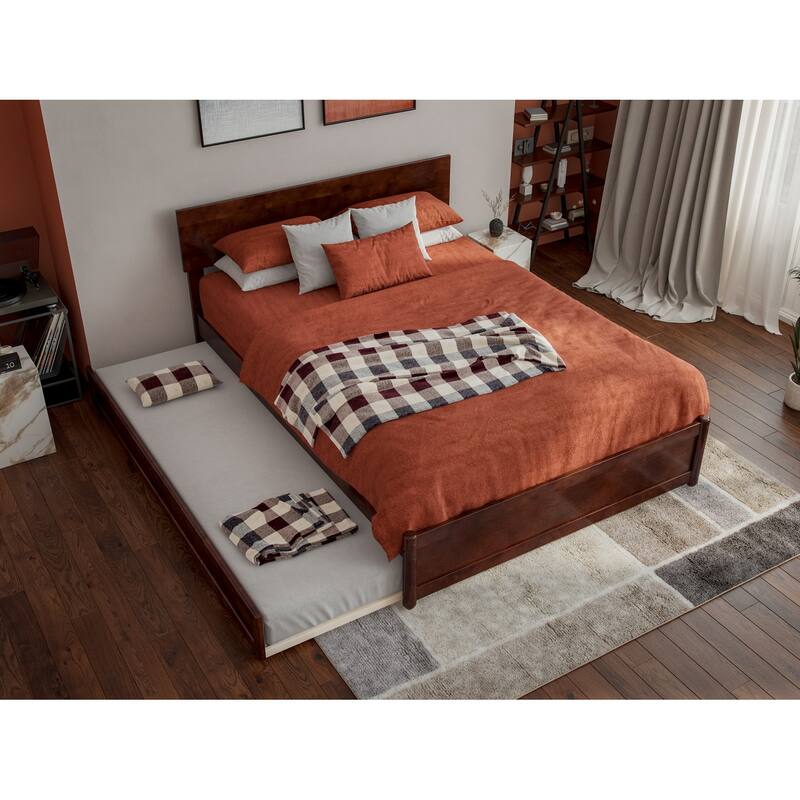 Wesley Platform Bed with Panel Footboard and Twin Trundle