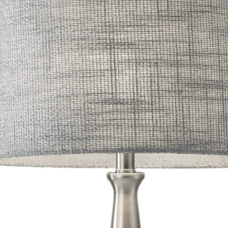 HomeRoots Silver Metal Table Lamp With Gray Drum Shade - 13 x 13 x 21.5