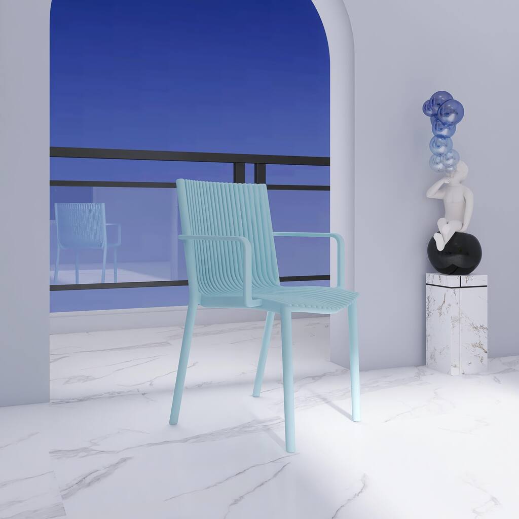 BNK Modern Polypropylene Stackable Armchair, Indoor/Outdoor Use (Set of 4)
