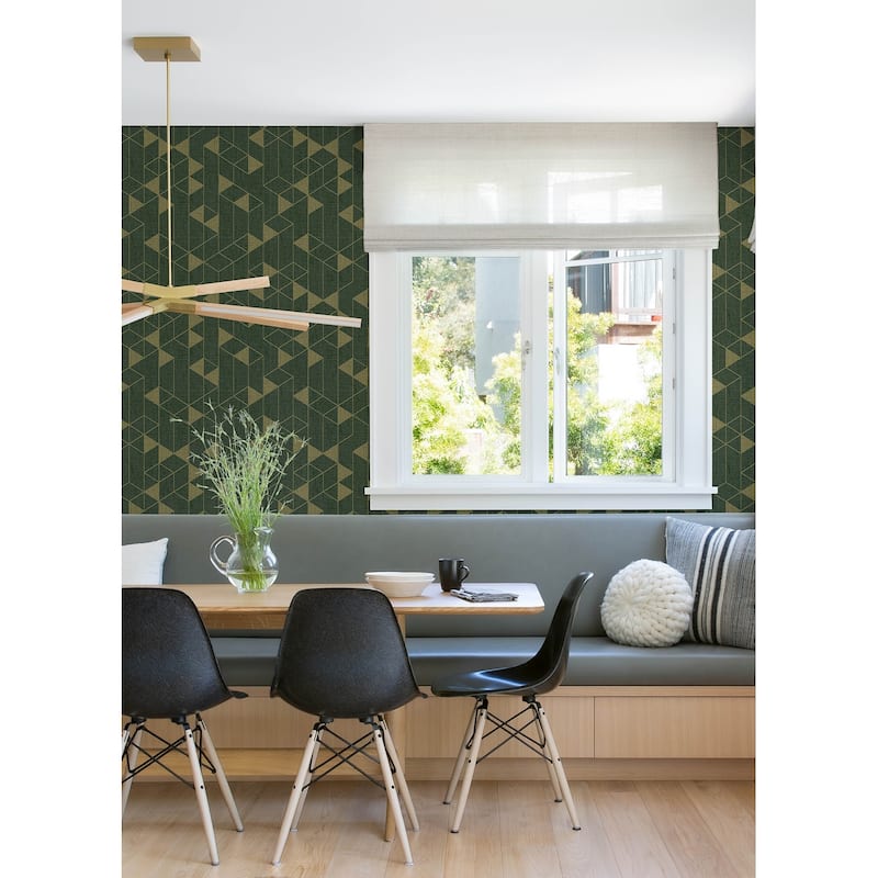 Scott Living Fairbank Evergreen Linen Geometric Wallpaper