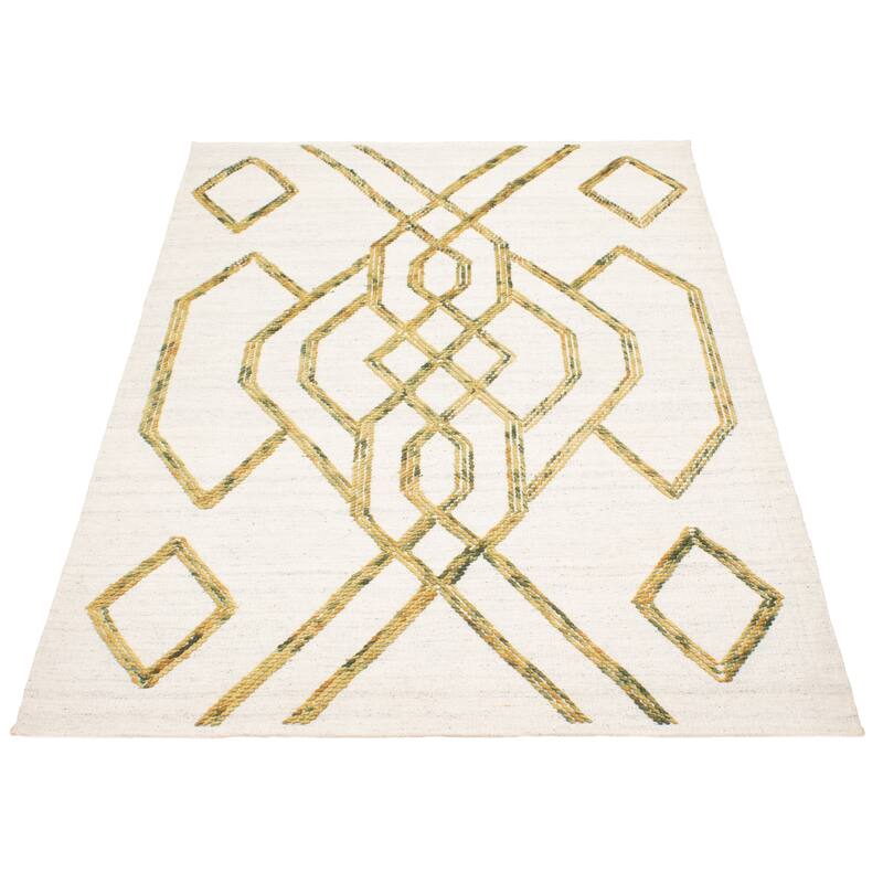 ECARPETGALLERY Braid weave Sienna Cream Wool Rug - 5'5 x 8'0