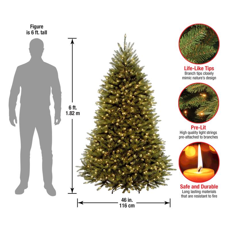 National Tree Company 6 ft. Pre-Lit Dunhill Fir Christmas Tree - 6 Foot