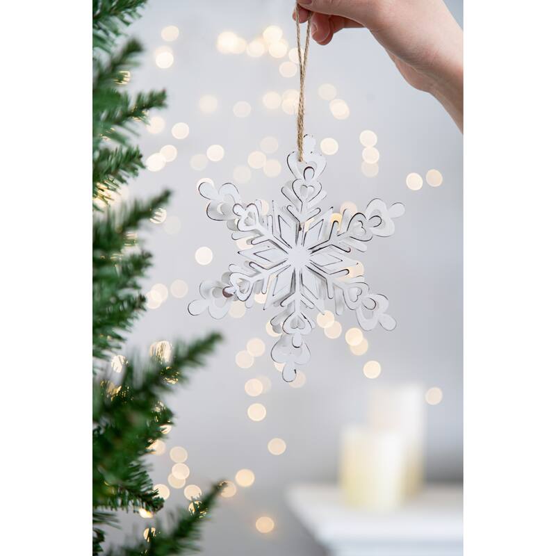 Set of 6 Iron Snowflake Hanger, Decorative Hanging Ball Christmas Tree Ornaments for Holiday Party Decorations