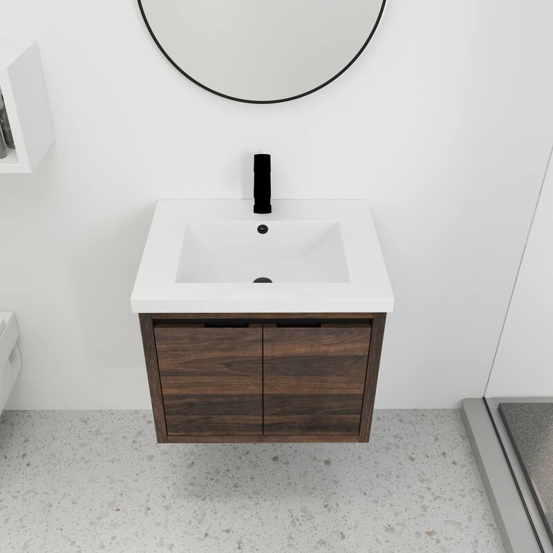 Bathroom Cabinet With Sink,Soft Close Doors,Float Mounting Design,24 Inch For Small Bathroom