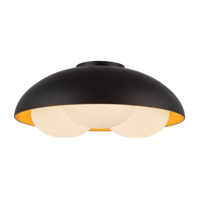 Alora Lighting FM495316 Robyn 3 Light 16" Wide Flush Mount Ceiling - Matte Black / Opal Glass