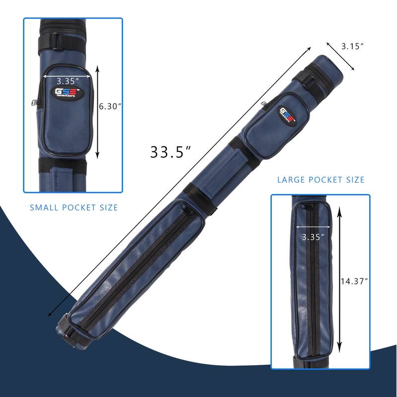 GSE™ 2x2 Square Hard Billiard Pool Cue Stick Carrying Case, Billiard Cue Case Holds 2 Butts/2 Shafts (5 Colors)