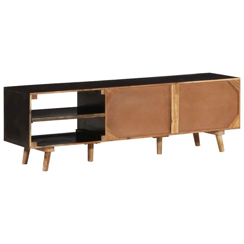 vidaXL TV Stand 55.1"x11.8"x17.7" Rough Mango Wood and Solid Wood Acacia - 55.1" x 11.8" x 17.7"