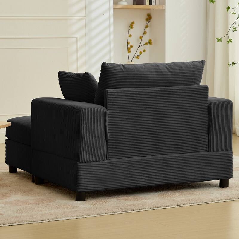 Mixoy 50 "D Sofa Chair with Ottoman, 2 Cushions, Large Corduroy Upholstered Comfy Chaise Lounge Deep Seat Sleeper Chair Indoor