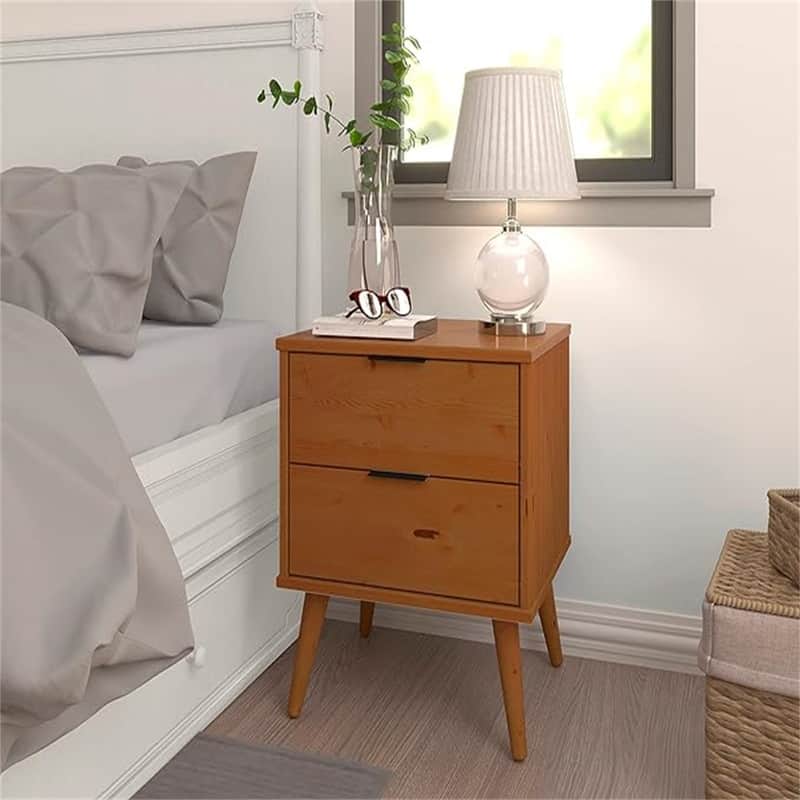 Solid Wood Nightstand with Drawers