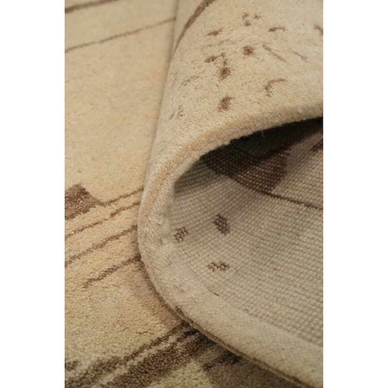 Hand Knotted Oriental 100% Wool Carpet Tribal Modern Beige & Ivories Gabbeh Area Rug - 7' 7'' X 5' 4''