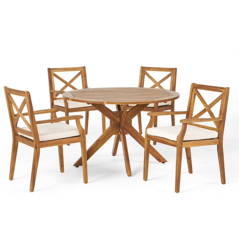 Llano Outdoor 5 Piece Acacia Wood Dining Set by Christopher Knight Home
