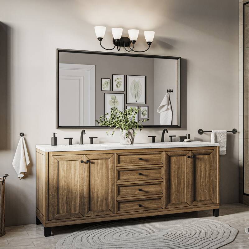 Kichler Lighting Jolie 4-Light Vanity Light with Satin Etched Glass in Black