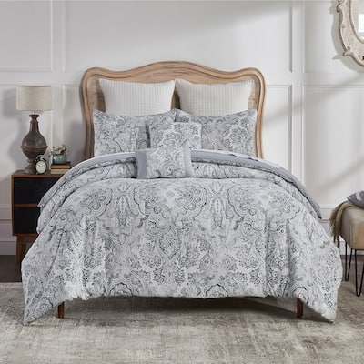 Better Trends Alice Collection 6-Piece Microfiber Comforter Set in Elegant Gray - Soft, Cozy & Machine Washable