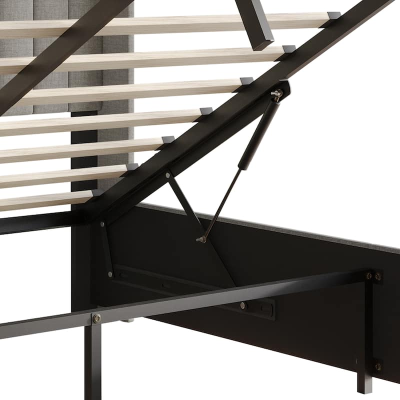 CraftPorch Minimalist Wingback Platform Lift Up Storage Bed