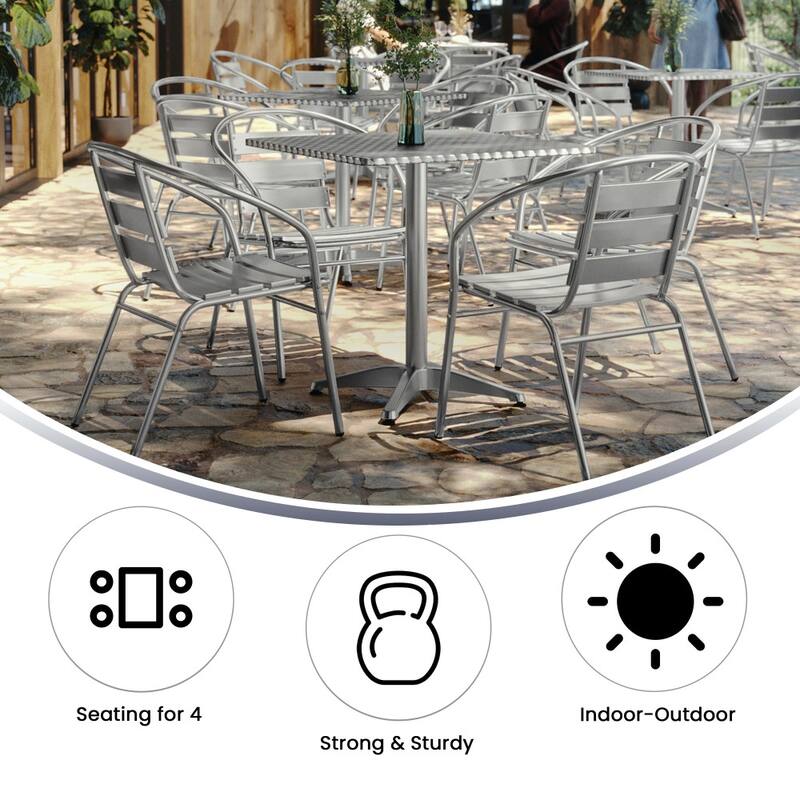 27.5" Square Aluminum Indoor-Outdoor Table Set