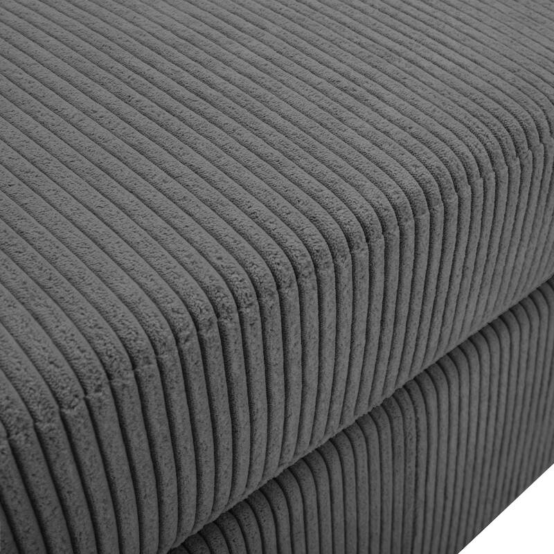 Modern Rectangle Oversized Stripe Corduroy Ottoman