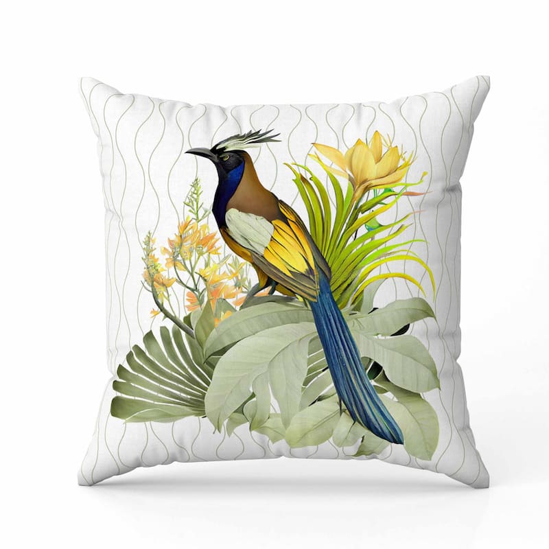 Woodland Flyers Faux Suede Reversible Throw Pillow White and Green