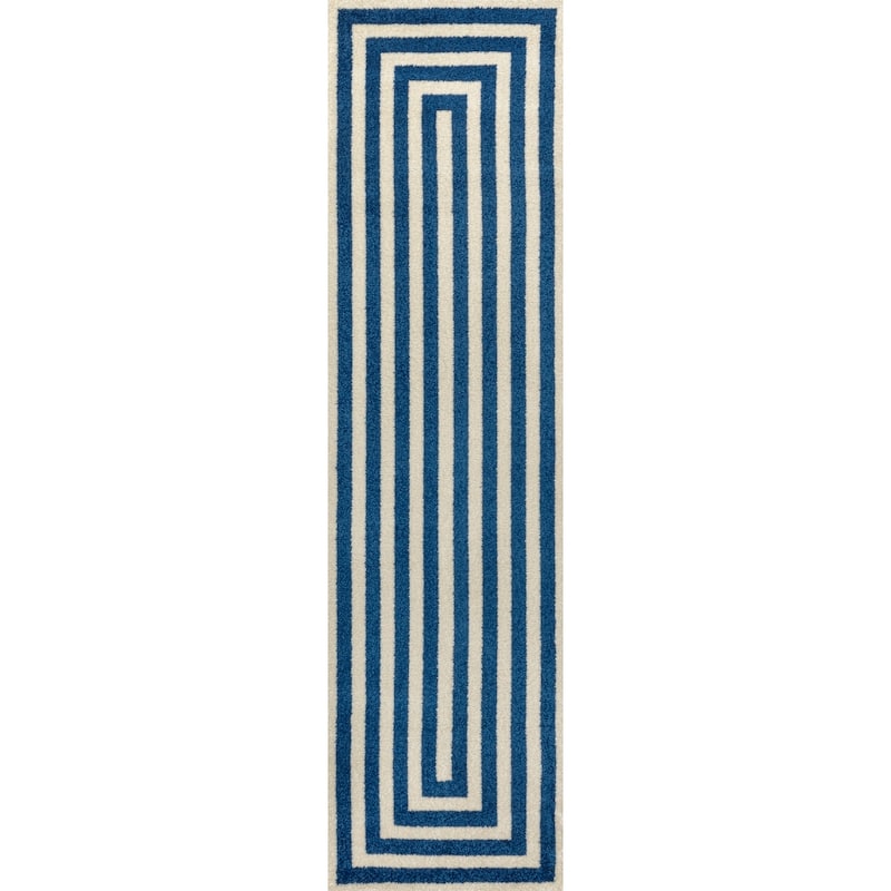 JONATHAN Y Olivier Modern Classic Mitre Stripe Brown/Ivory Rug - Navy/Ivory - 2 X 8