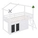 preview thumbnail 4 of 5, Twin Size House Loft Bed with Storage Cabinet, Blackboard, Drawers, and Ladder