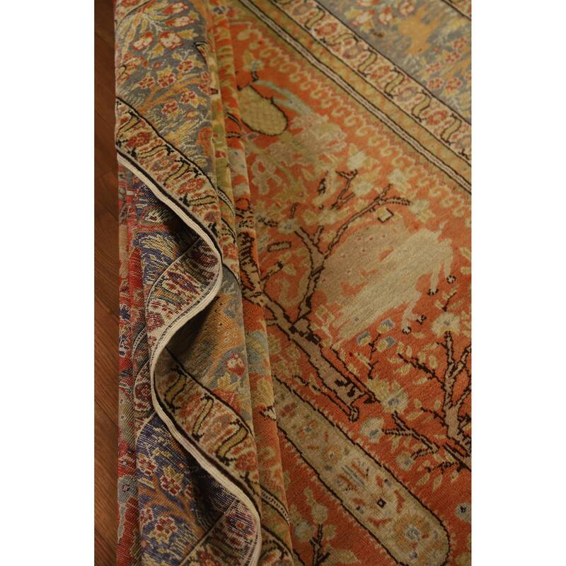 Hand Knotted Oriental 100% Wool Carpet Traditional Floral Oranges & Rust Sarouk Area Rug - 5' 10'' X 4' 2''