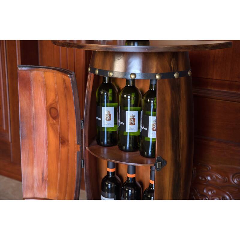 Wood Lockable Wine Rack Console
