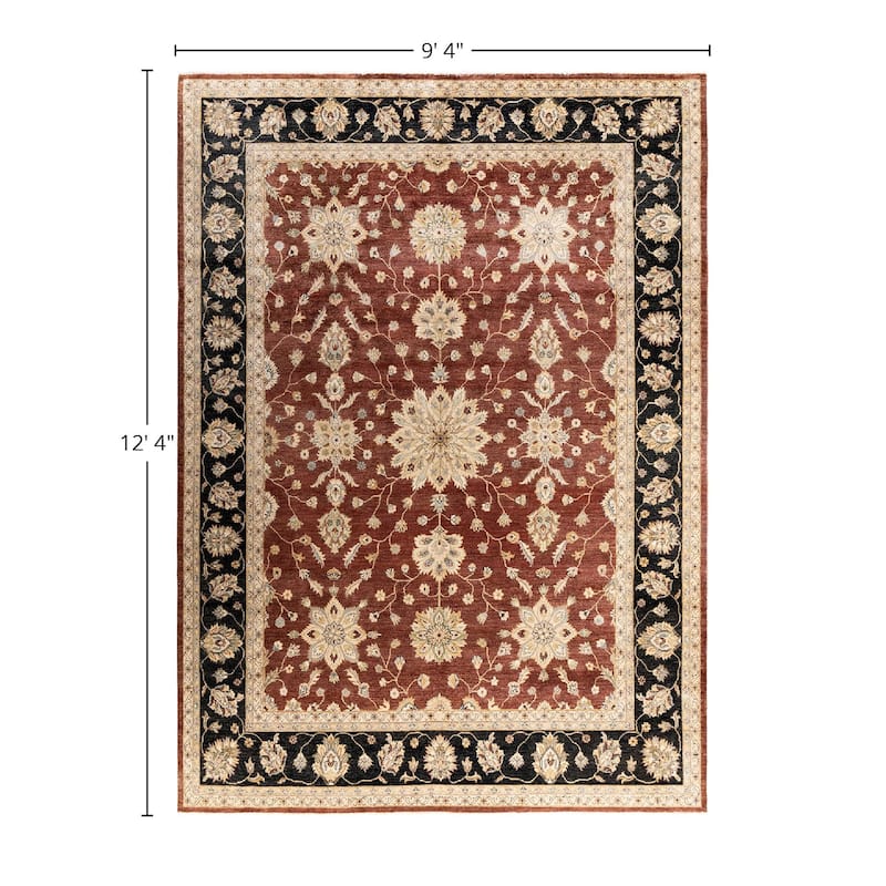 Oushak One-of-a-Kind Hand-Knotted Area Rug, Red - 9' 4" x 12' 4"