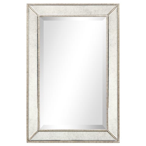 Champagne Bead Beveled Rectangular Wall Mirror - Clear