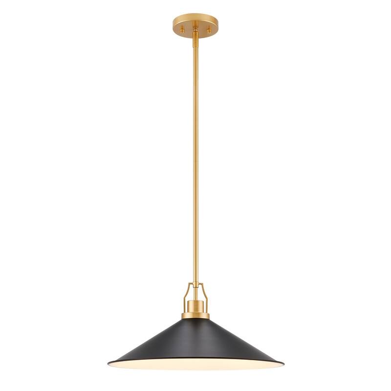 KAWOTI H52.5" Black & Gold Contemporary Pendant Light - W17" x H8"