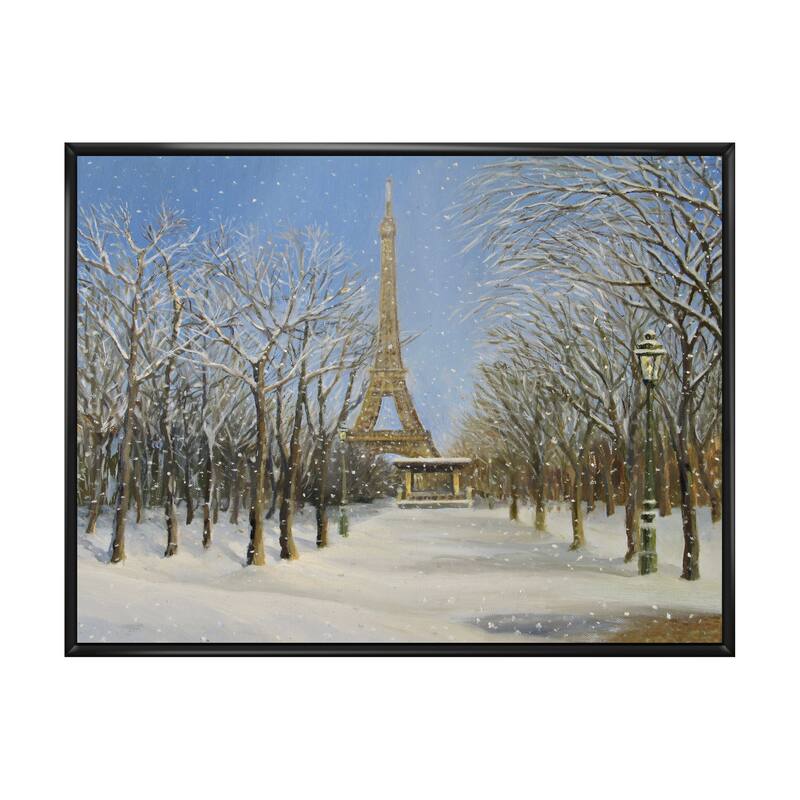 Designart "Winter In Paris" French Country Framed Canvas Art Print