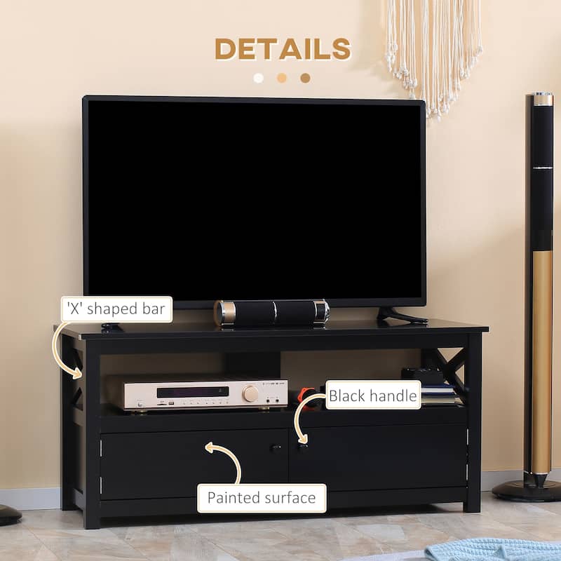 HOMCOM TV Cabinet Stand for TVs up to 46 Inches, Entertainment Center with Storage Shelf and Cupboard for Living Room