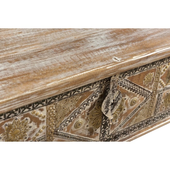 Hand Carved coffee table trunk