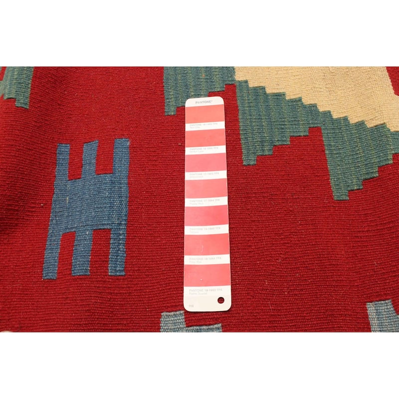 ECARPETGALLERY Flat-Weave Sivas Red Wool Kilim - 2'9 x 9'7