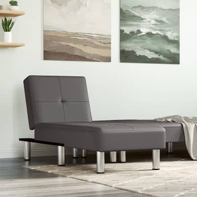 vidaXL Chaise Longue Gray Faux Leather - 21.7" x 55.1" x 27.6"