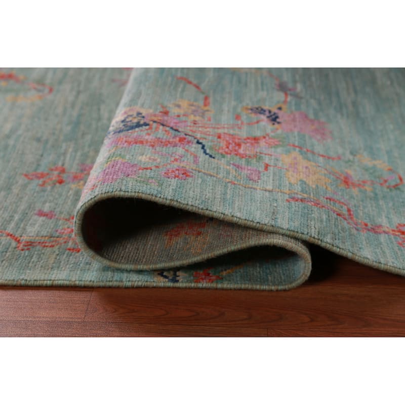 Hand Knotted Oriental 100% Wool Carpet Traditional All-Over Navy Blue & Blues Art Deco Runner Rug - 8' 1'' X 2' 8''