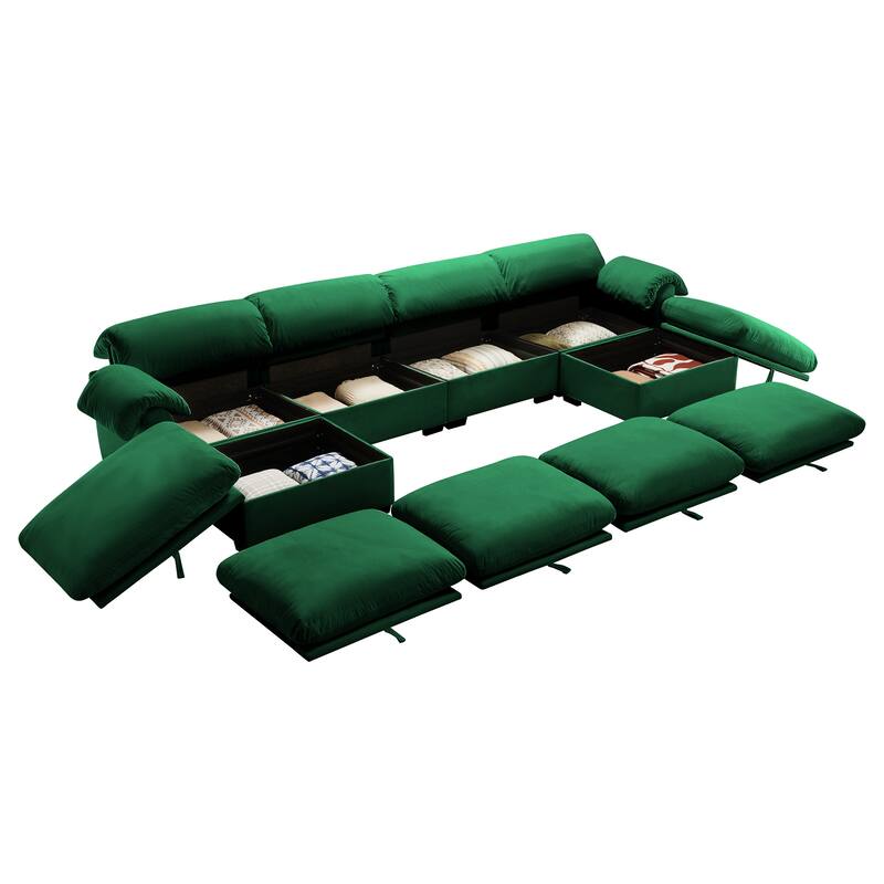 Velvet Fabric Modular Cloud Couch with Storage Seat,Free Combination