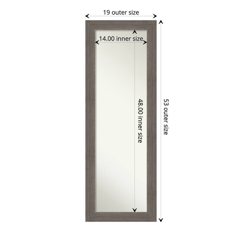 Non-Beveled Full Length On The Door Mirror - Alta Frame - Outer Size: 19 x 53 in - Alta Brown Grey
