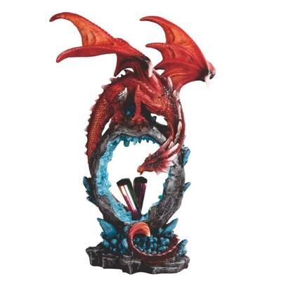 Q-Max 10.5"H Red Dragon with Rainbow Icicle Statue Fantasy Decoration Figurine