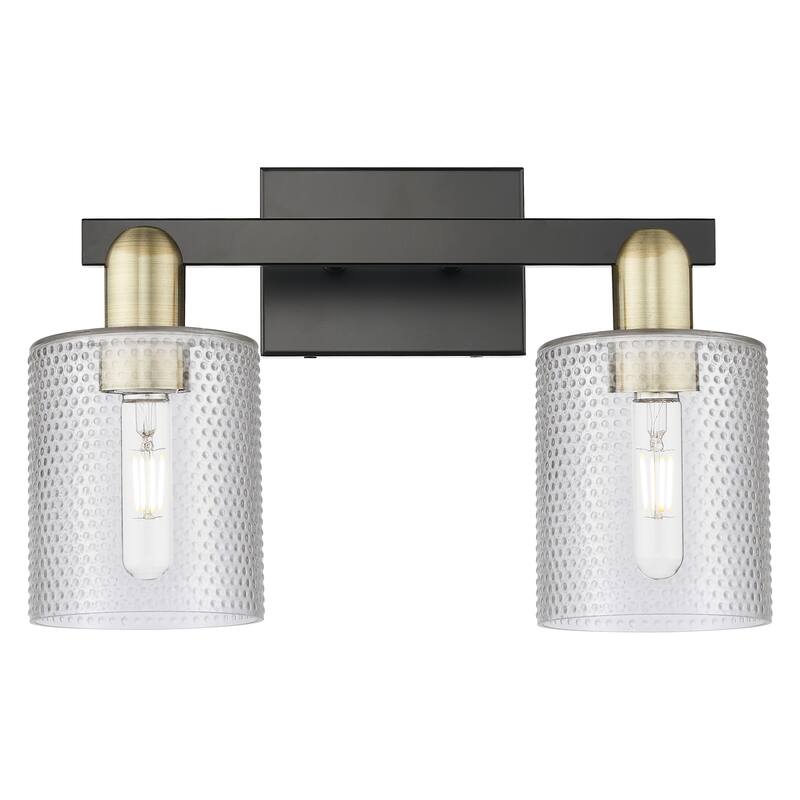 Innovations Lighting Endless Possibilities Arcadia - Cobbleskill - 2 Light 16" Bath Vanity Light - Clear/Black Antique Brass