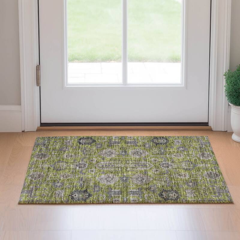 Premium Washable Super Soft Traditional Global Mayfield Rug - Olive - 1' 8" x 2' 6" - Rectangle