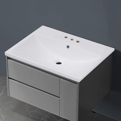 Topcraft Resin Bathroom Vanity Sink Top with Overflow - 24"