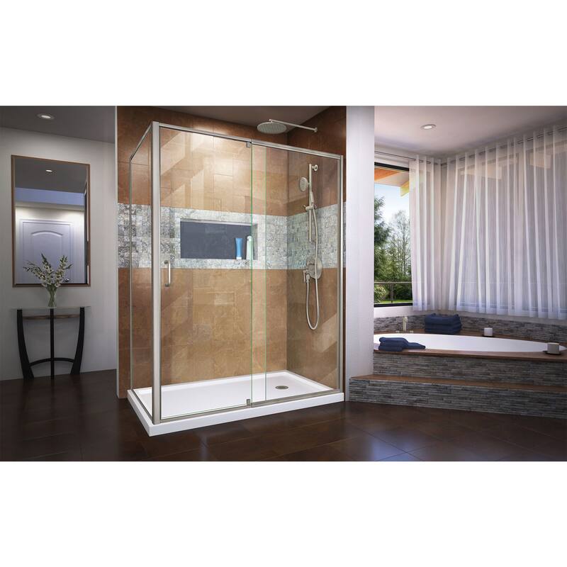 Flex 34 1/2 in. D x 38-42 in. W x 72 in H Semi-Frameless Pivot Shower Enclosure
