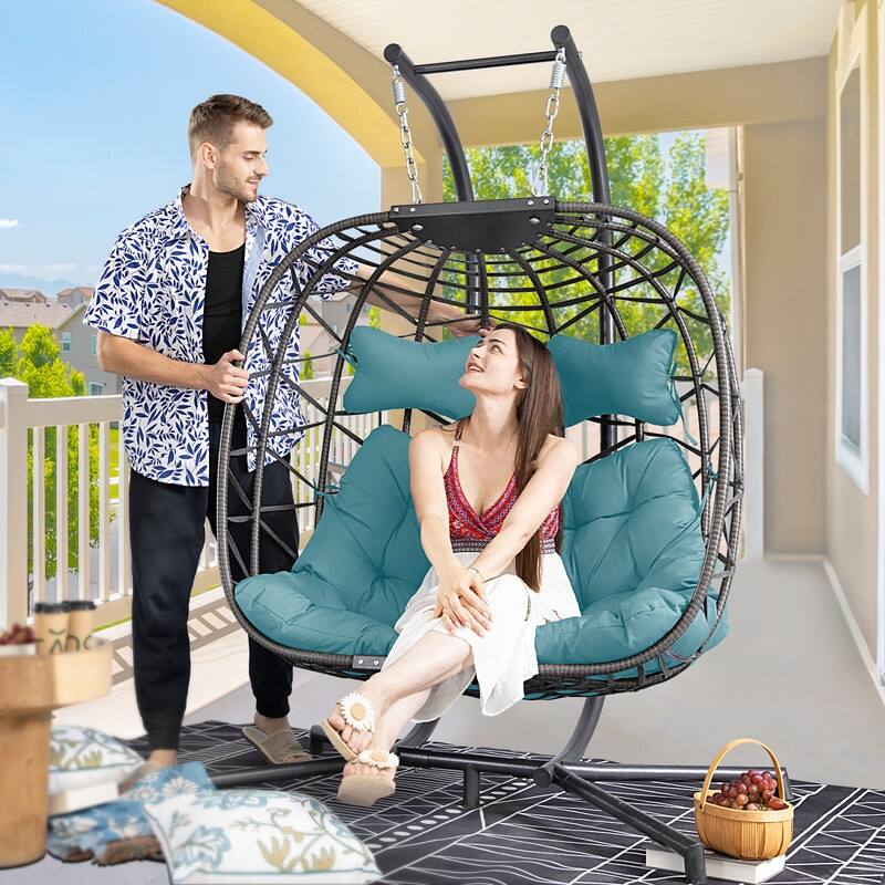FINCATI Outdoor Double Egg Chair, 700 lbs Indoor Double Egg Chair Swing, Oversized Swing Chair, Cozy Hanging Egg Chair