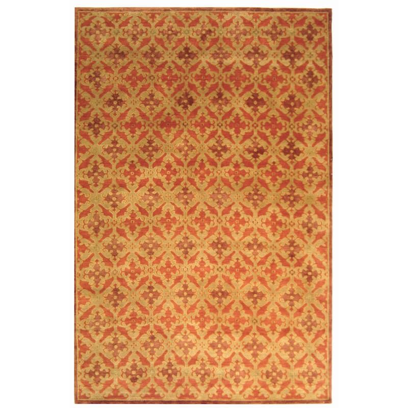 SAFAVIEH Couture Hand-knotted Moireach Silk/ Wool Rug - 8' x 10' - Vermillion