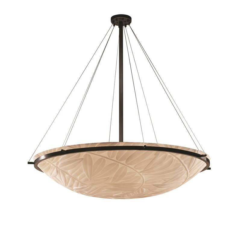 Porcelina Ring 48-inch Dark Bronze Round Pendant Bowl with Ring, Bamboo Shade - Dark Bronze