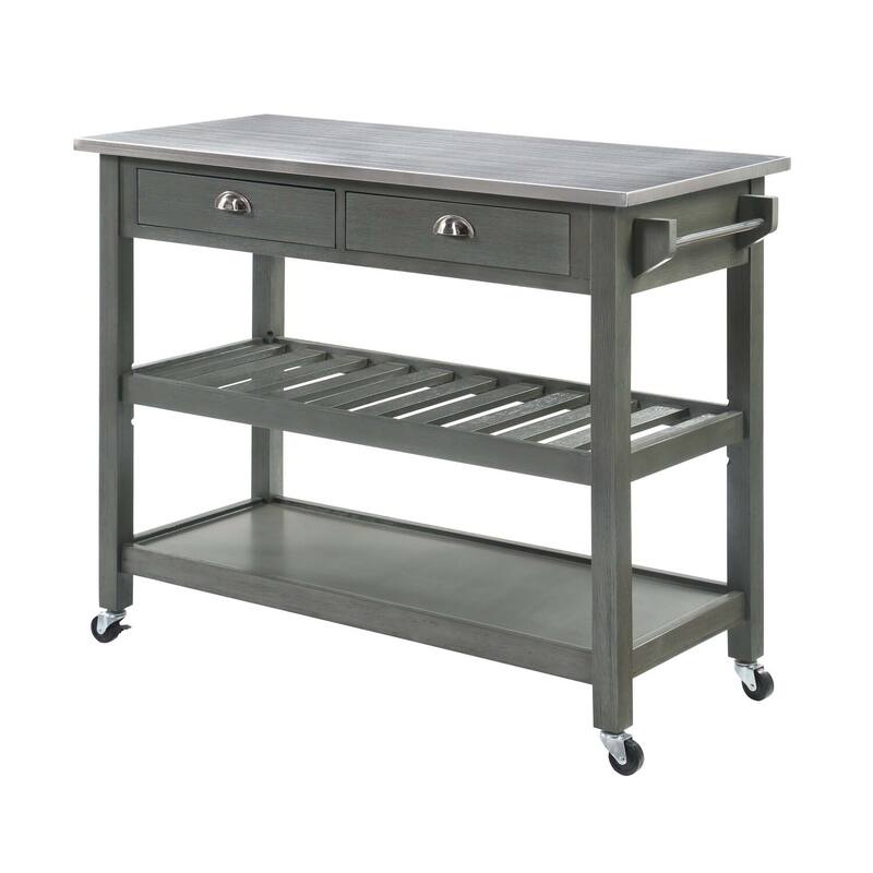 Kitchen Cart - 3-Tier Stainless Steel Rolling Utility Cart with Drawers & Wheels